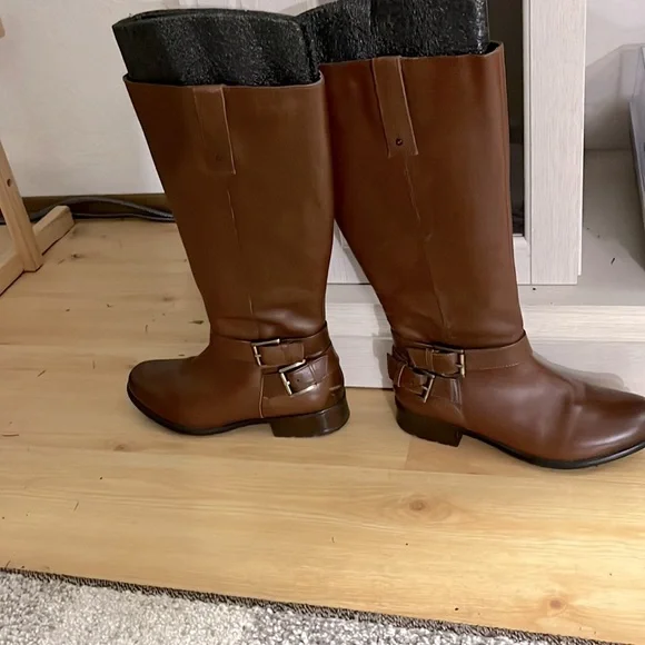 CLARKS Plaza Steer Brown Strappy Leather Riding boots Size 9 - Picture 6 of 14